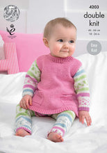 Load image into Gallery viewer, Knitting Pattern: Baby Tunic, Cardigan and Leggings for Girls Ages 6 Months to 7 Years
