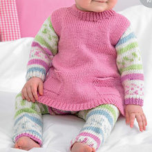 Load image into Gallery viewer, Knitting Pattern: Baby Tunic, Cardigan and Leggings for Girls Ages 6 Months to 7 Years
