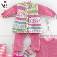 Load image into Gallery viewer, Knitting Pattern: Baby Tunic, Cardigan and Leggings for Girls Ages 6 Months to 7 Years

