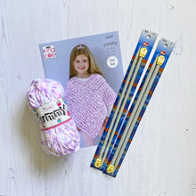 Load image into Gallery viewer, Knitting Kit: Lacy Poncho in Purple or Pink Yummy Yarn
