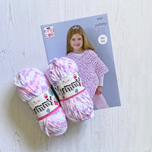 Load image into Gallery viewer, Knitting Kit: Lacy Poncho in Purple or Pink Yummy Yarn
