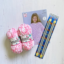 Load image into Gallery viewer, Knitting Kit: Lacy Poncho in Purple or Pink Yummy Yarn
