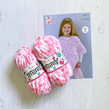 Load image into Gallery viewer, Knitting Kit: Lacy Poncho in Purple or Pink Yummy Yarn
