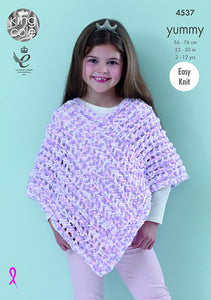 Knitting Pattern: Ponchos in Yummy Yarn for Girls 2-12 Years