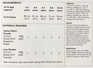 Knitting Kit: Lacy Poncho in Purple or Pink Yummy Yarn