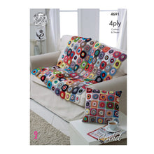 Load image into Gallery viewer, Crochet Pattern: Granny Squares Throw and Cushion in 4 Ply Yarn
