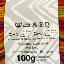 Load image into Gallery viewer, Sock Yarn: Zig Zag 4 Ply in Bumble Bee, 100g Ball
