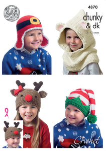 SALE: Crochet Pattern: Christmas Novelty Hats for Kids 2-12 Years