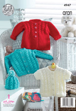Load image into Gallery viewer, Knitting Pattern: Baby Aran Jackets, Cardigan and Hats for Birth to 4 years
