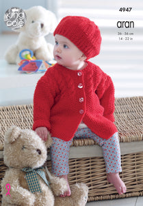 Knitting Pattern: Baby Aran Jackets, Cardigan and Hats for Birth to 4 years