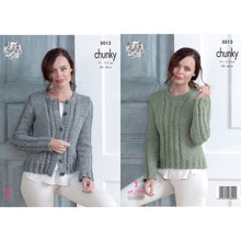 Load image into Gallery viewer, Knitting Pattern: Ladies Cable Cardigan and Sweater in Chunky Yarn
