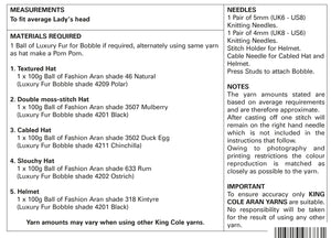 Knitting Pattern: Ladies Hats in Aran Yarn