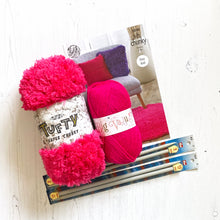 Load image into Gallery viewer, Knitting Kit: Cushion Cover in Pink King Cole Tufty Yarn
