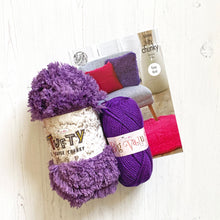 Load image into Gallery viewer, Knitting Kit: Cushion Cover in Purple King Cole Tufty Yarn
