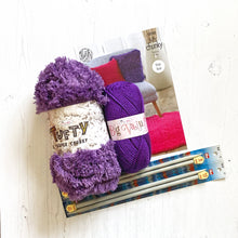 Load image into Gallery viewer, Knitting Kit: Cushion Cover in Purple King Cole Tufty Yarn
