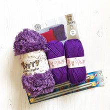 Load image into Gallery viewer, Knitting Kit: Cushion Cover in Purple King Cole Tufty Yarn
