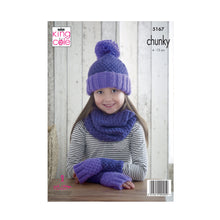 Load image into Gallery viewer, Knitting Pattern: Hats, Snoods and Mitts in Chunky Yarn for 4 to 12 Years
