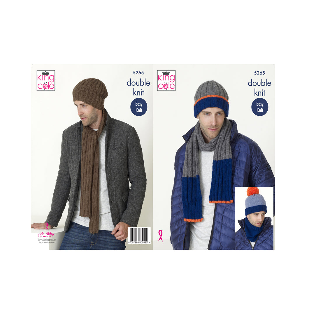 Knitting Pattern: Easy Knit Men's Hats, Scarves and Snood in DK Yarn