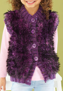 Knitting Pattern: Jacket, Gilet, Boot Toppers, Hat and Headband in Faux Fur for Girls 3-13 Years