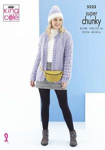 Knitting Pattern: Ladies Cardigans and Hats in Super Chunky Yarn