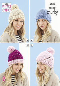 Knitting Pattern: Ladies Hats and Scarf in Super Chunky Yarn