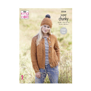 Knitting Pattern: Ladies Cardigan, Hat and Scarf in Super Chunky Yarn