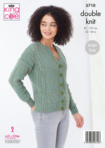 Knitting Pattern: Ladies Cable Sweater and Cardigan in DK Yarn