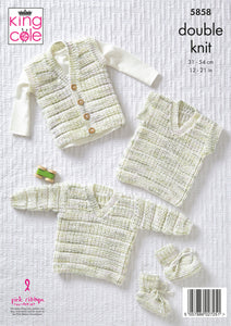 Knitting Pattern: Baby Cardigan, Waistcoat, Sweater, Tank Top and Bootees for Premature to 24 Months