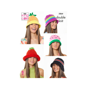 Knitting Pattern: Ladies Fun Summer Hats in DK Yarn