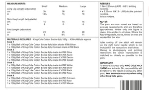 Knitting Pattern: Adult Socks in Cotton Socks 4 Ply Yarn