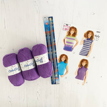 Load image into Gallery viewer, Knitting Kit: Summer Tops for Ladies in Purple Cotton 4 Ply Yarn
