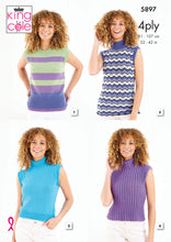 Load image into Gallery viewer, Knitting Kit: Summer Tops for Ladies in Silver Cotton 4 Ply Yarn
