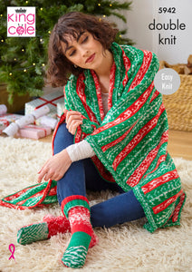 Knitting Pattern: Easy Xmas Stocking, Blanket, Socks, Hot Water Bottle Cover