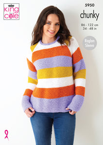 Knitting Pattern: Ladies Striped Sweaters in Chunky Yarn