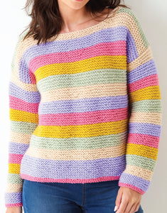Knitting Pattern: Ladies Striped Sweaters in Chunky Yarn