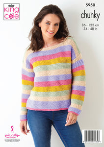 Knitting Pattern: Ladies Striped Sweaters in Chunky Yarn