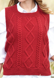 Knitting Pattern: Ladies Aran Tank or Vest with V or Round Neck