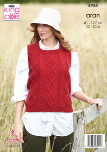 Knitting Pattern: Ladies Aran Tank or Vest with V or Round Neck