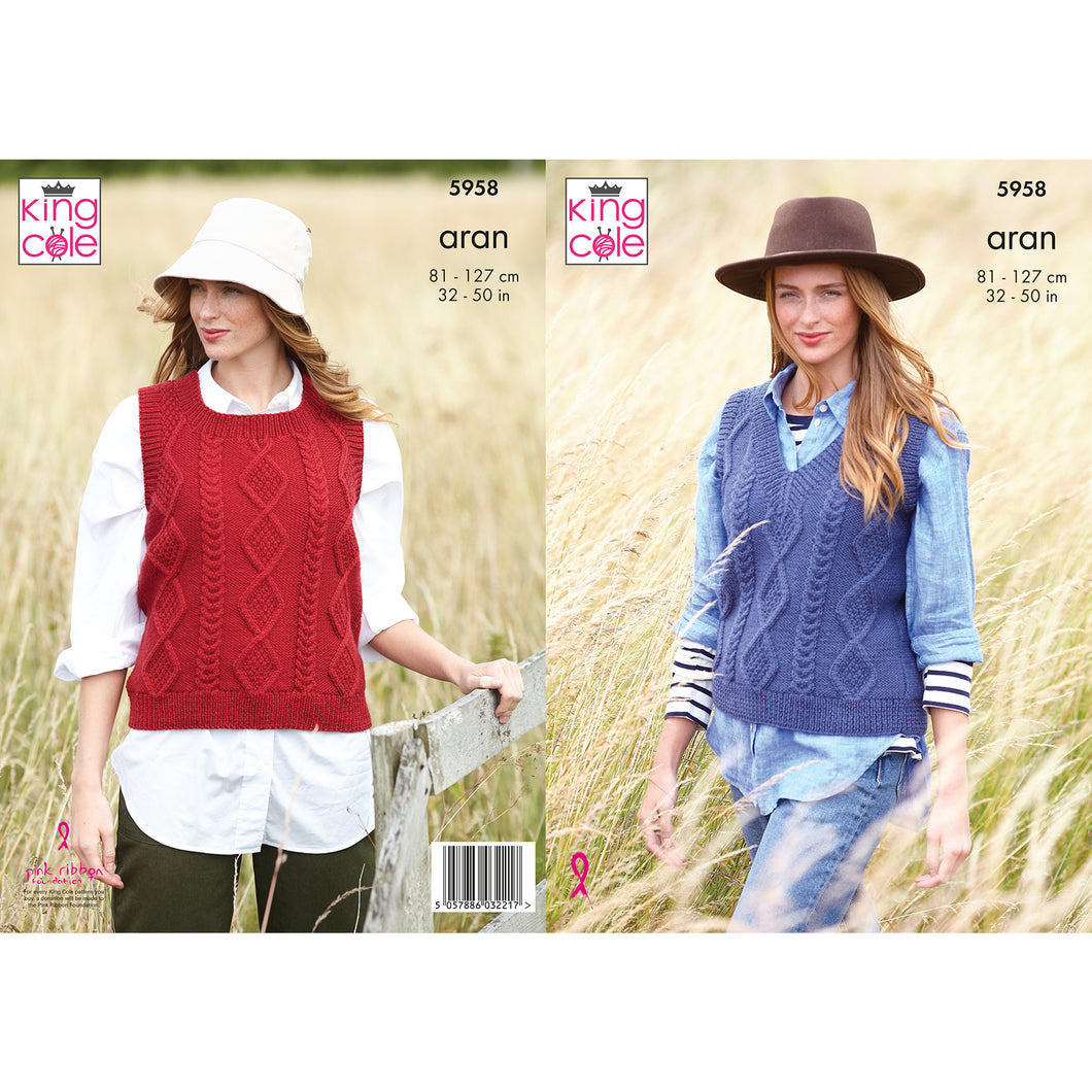 Knitting Pattern: Ladies Aran Tank or Vest with V or Round Neck