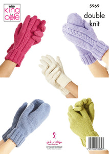 Knitting Pattern: Ladies Gloves and Mittens in DK Yarn