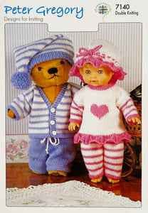 SALE: Knitting Pattern: Doll and Preemie Baby Pyjamas in DK Yarn
