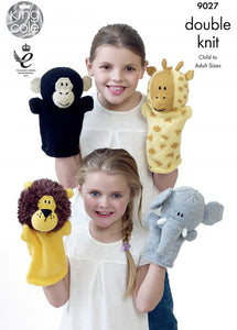 Knitting Pattern: Animal Hand Puppets in DK Yarn