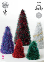 Load image into Gallery viewer, Knitting Pattern: Christmas Trees and Baubles in Tinsel Chunky Yarn
