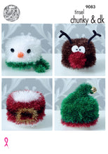 Load image into Gallery viewer, Knitting Pattern: Christmas Toilet Roll Covers in Tinsel Chunky Yarn
