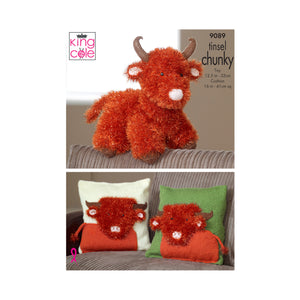 Knitting Pattern: Highland Cow Toy and Cushion in Tinsel Chunky Yarn