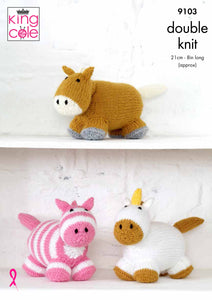 Knitting Pattern: Horse, Unicorn and Zebra in DK Yarn