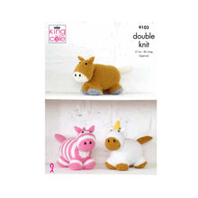 Load image into Gallery viewer, Knitting Pattern: Horse, Unicorn and Zebra in DK Yarn
