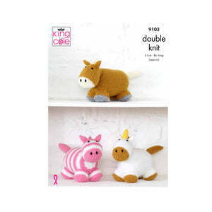 Knitting Pattern: Horse, Unicorn and Zebra in DK Yarn