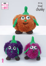 Load image into Gallery viewer, Knitting Pattern: Pumpkins in Tinsel Yarn for DIY Halloween Decor, Party and Gifts
