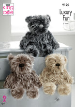 Load image into Gallery viewer, SALE: Knitting Pattern: Mummy, Daddy and Baby Bears in Luxury Faux Fur Yarn
